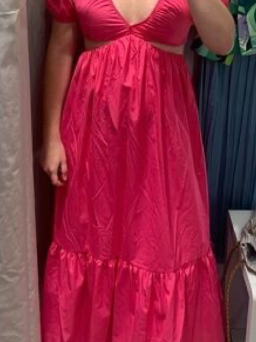 Zara Hot Pink Cutout Maxi Dress